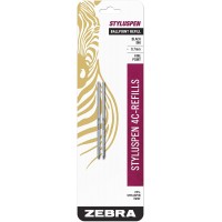 Zebra StylusPen Twist Ballpoint Pen 4C Refill, Fine Point, 0.7mm, Black Ink, 2-Count